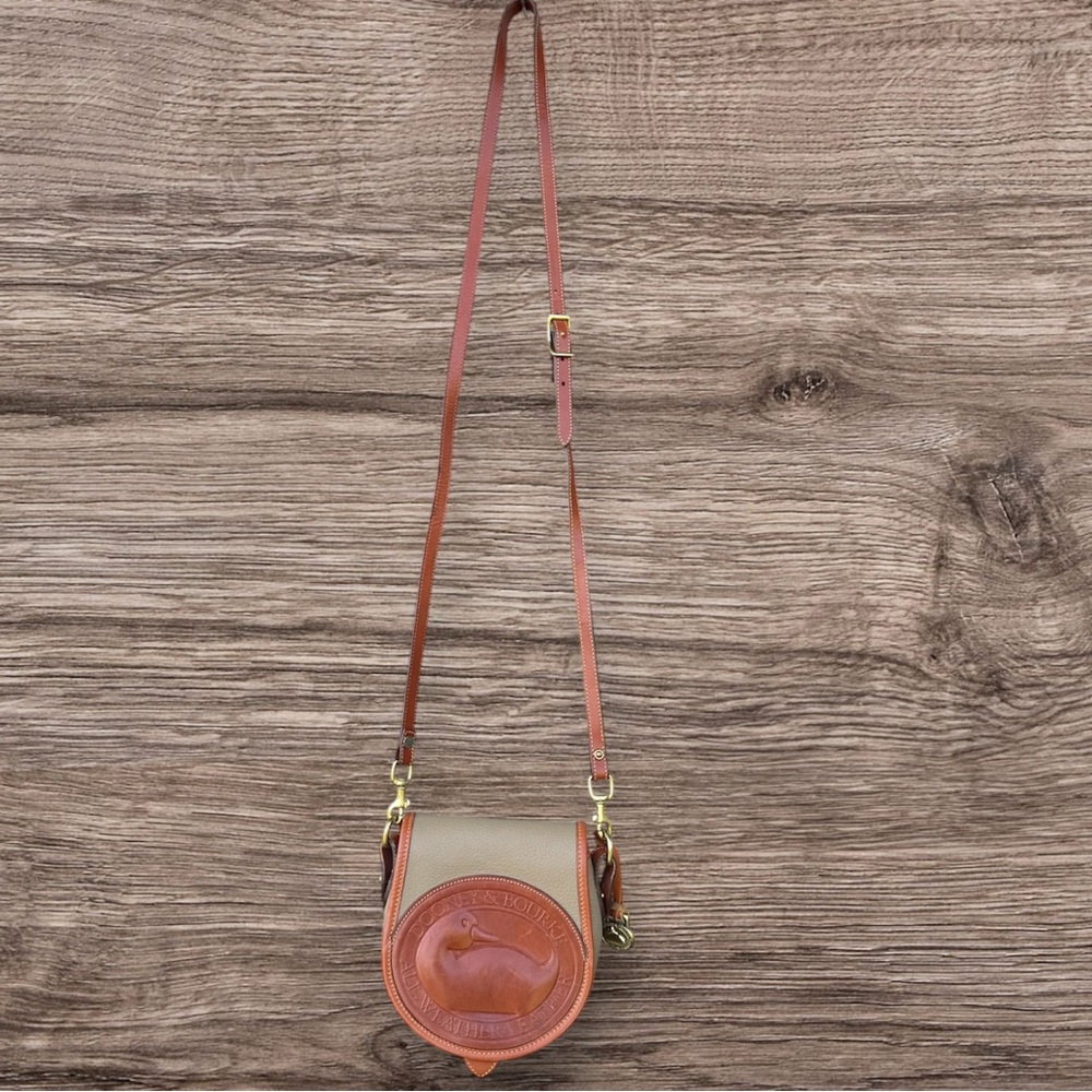Vintage Dooney &Bourke Olive green and Brown Crossbody Bag